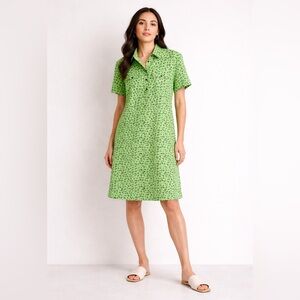 Women’s Green Short-Sleeve Floral Dress
